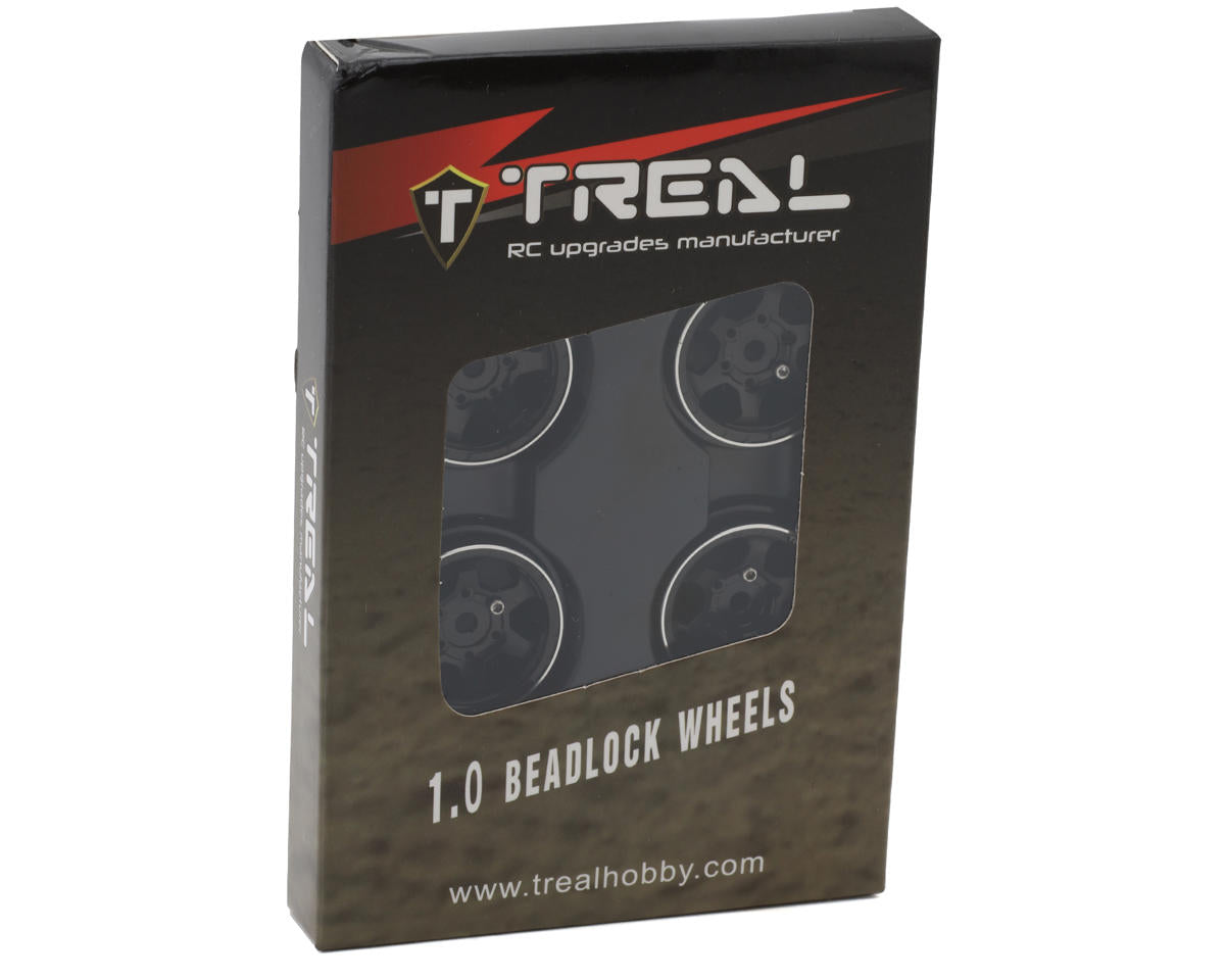 Treal Hobby Type D 1.0" Concave 6-Spoke Beadlock Wheels (Black) (4)