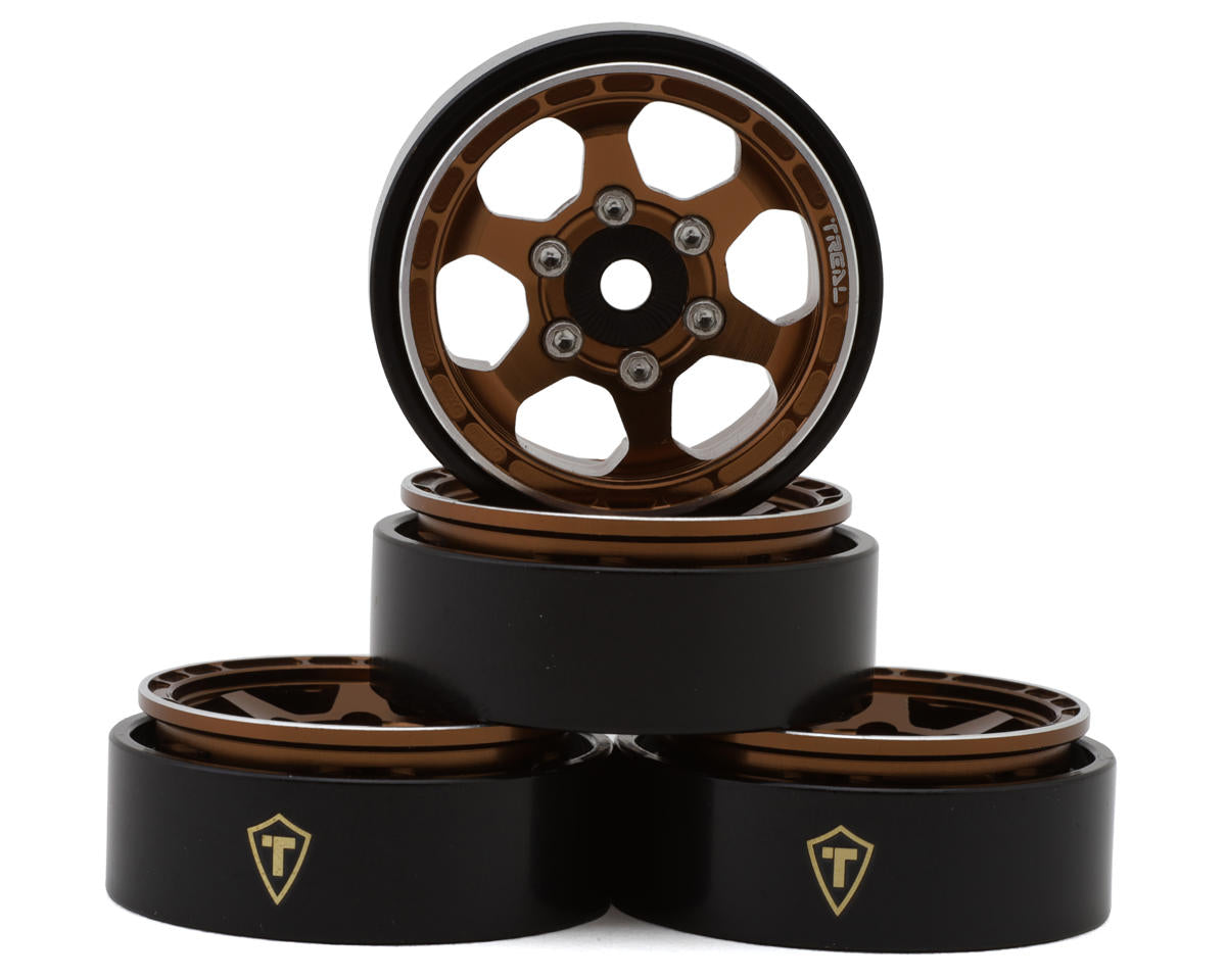 Treal Hobby Type D 1.0" Concave 6-Spok Beadlock Wheels (Bronze) (4) (21.2g)