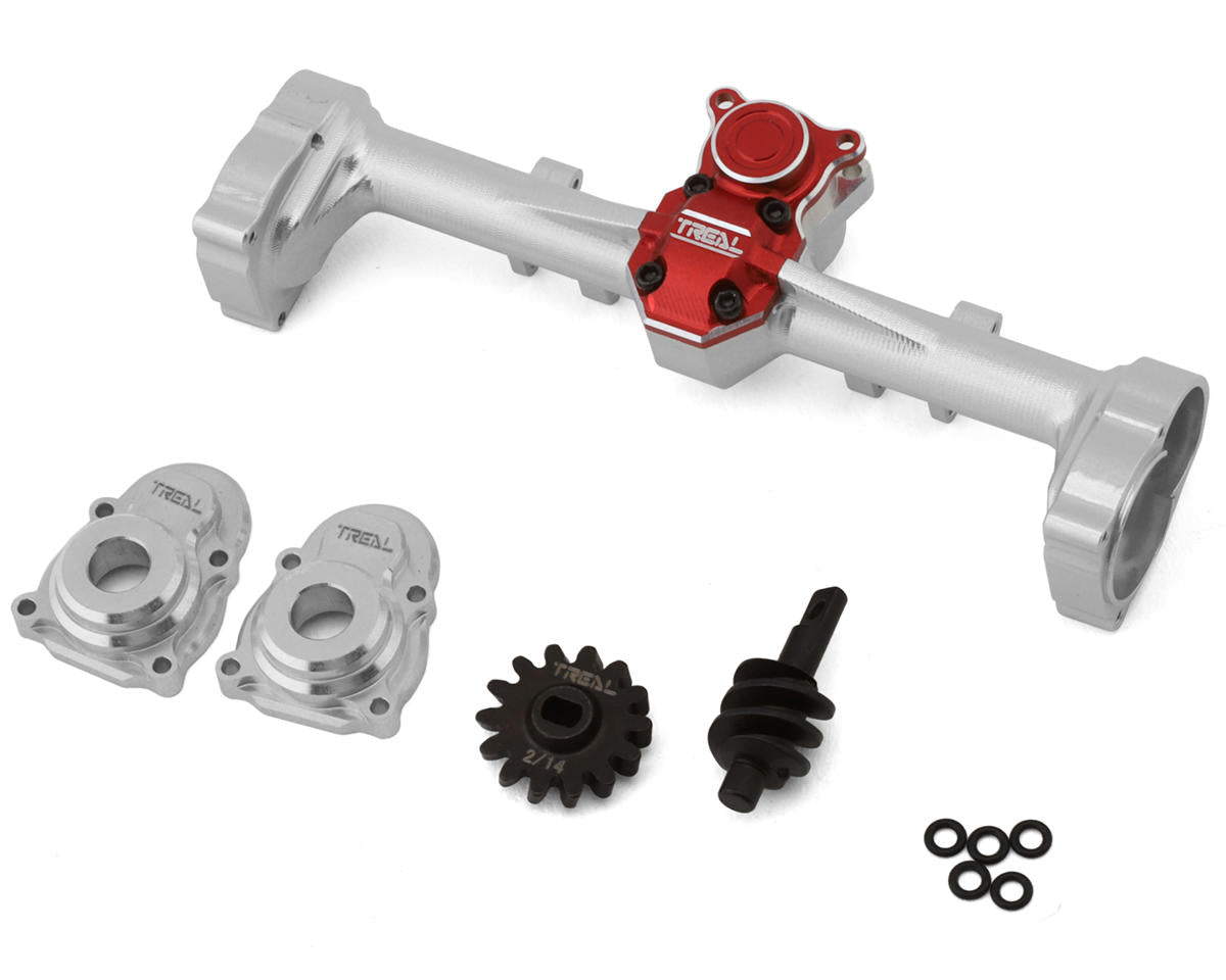 Treal Hobby Axial SCX24 Aluminum Rear Portal Axle Upgrade Kit (Silver)