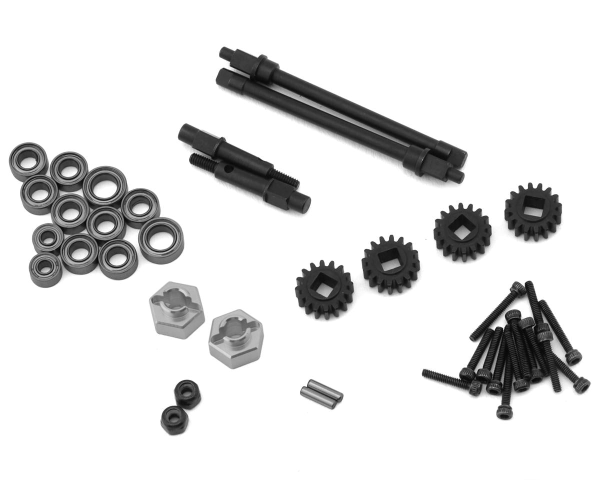 Treal Hobby Axial SCX24 Aluminum Rear Portal Axle Upgrade Kit (Silver)