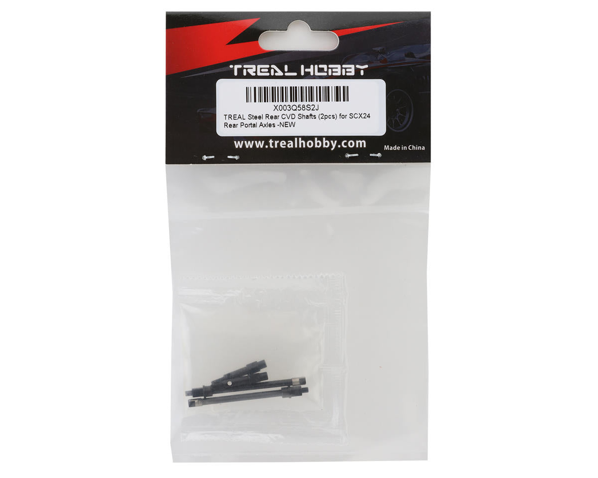 Treal Hobby Axial SCX24 Steel Rear CVD Shafts (2)