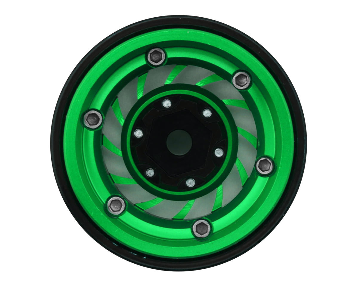 Treal Hobby Type L 1.0" Aluminum Cyclone Beadlock Wheels (Green) (4) (27.5g ea)