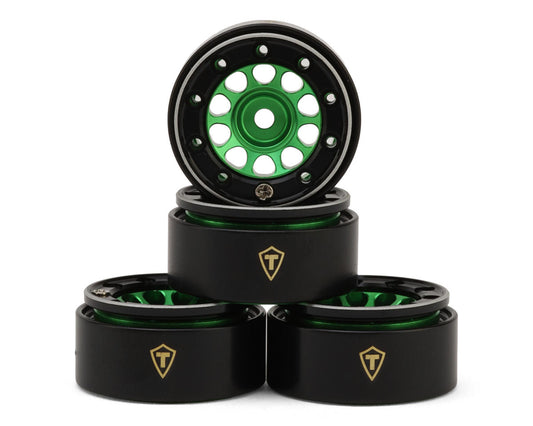 Treal Hobby Type E 0.7" Aluminum Micro Crawler Beadlock Wheels (Green) (4)