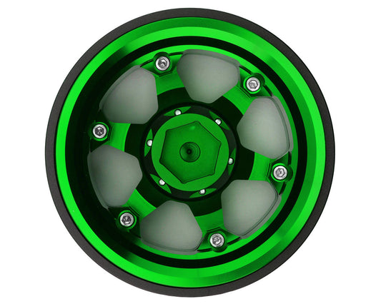 Treal Hobby Type A 2.9" 6-Spoke Slotted Beadlock Aluminum Wheels (Green) (2)