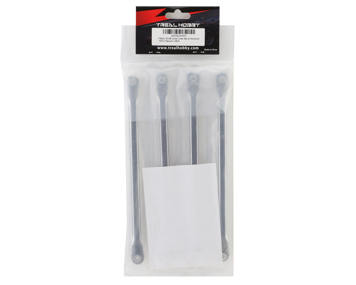 Treal Hobby SCX6 Aluminum Lower Links Set (Titanium) (Std Length) (4)