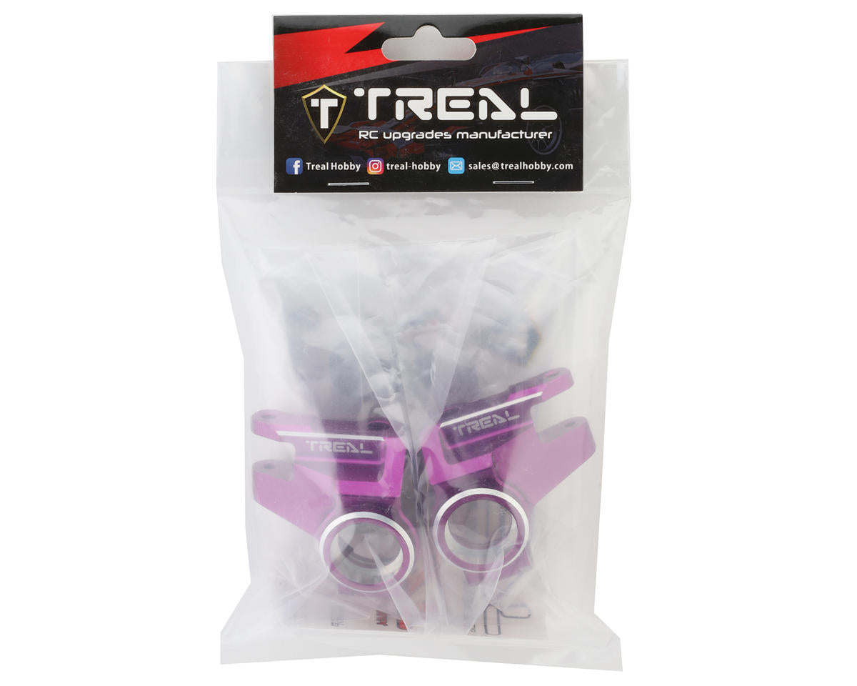 Treal Hobby SCX6 Aluminum Front Steering Knuckles (Purple) (2)