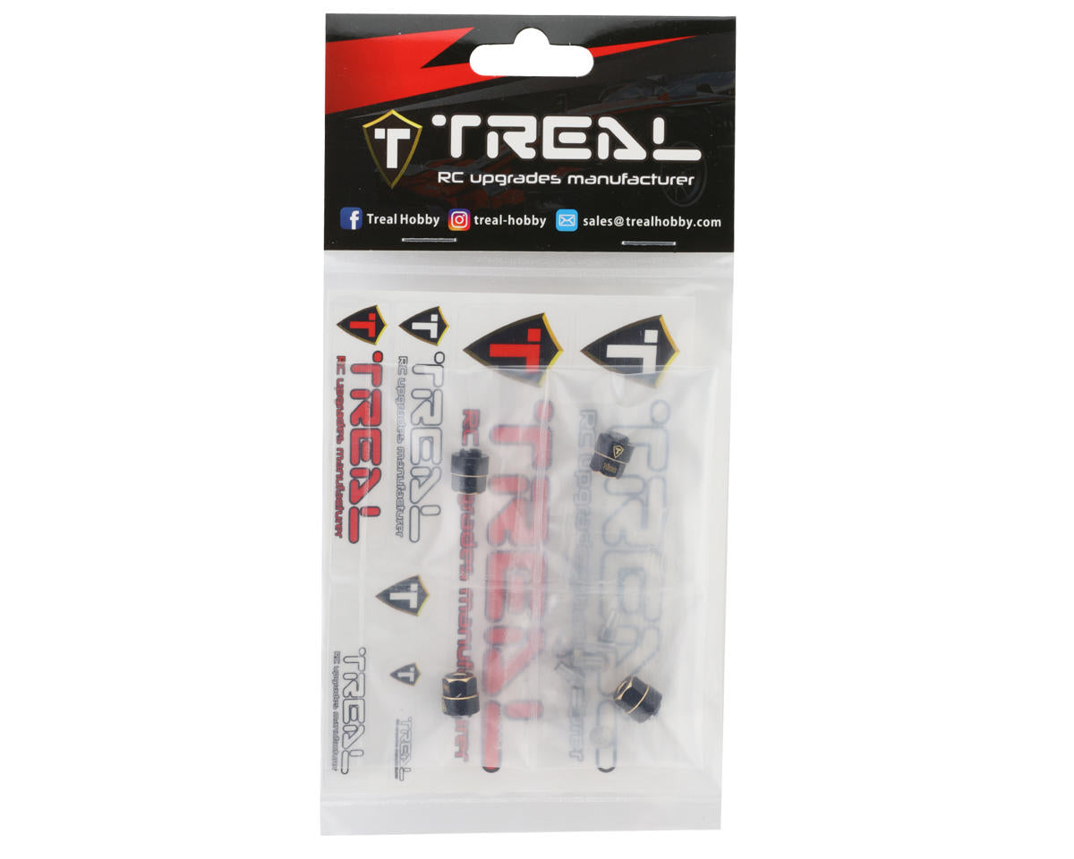 Treal Hobby Extended Brass Wheel Hub Hex for Traxxas TRX-4M (Black) (4) (3g)