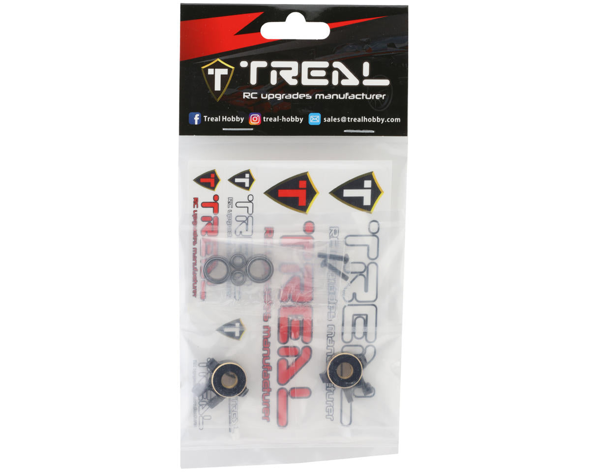 Treal Hobby Brass Front Steering Knuckles for Traxxas TRX-4M (Black) (2) (9.7g)