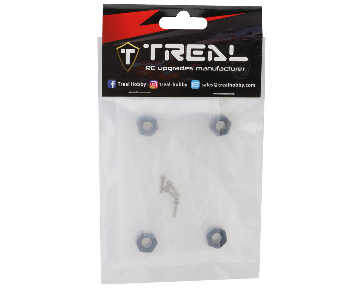 Treal Hobby Brass Hex Adapters for Traxxas TRX-4 (Black) (4) (+3mm)