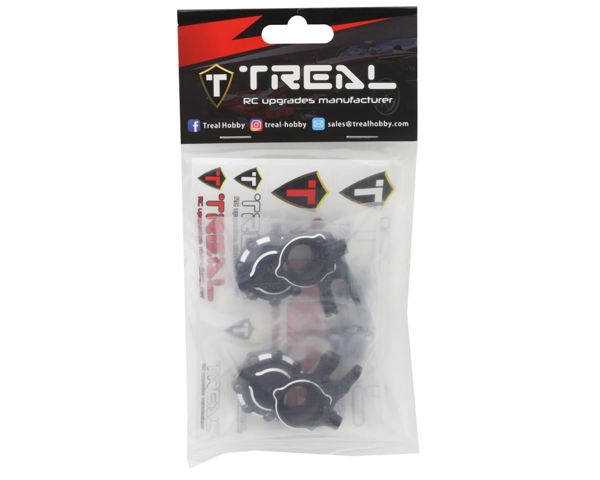 Treal Hobby Aluminum Steering Knuckles Portal Covers for Traxxas TRX-4 (Black) (2)