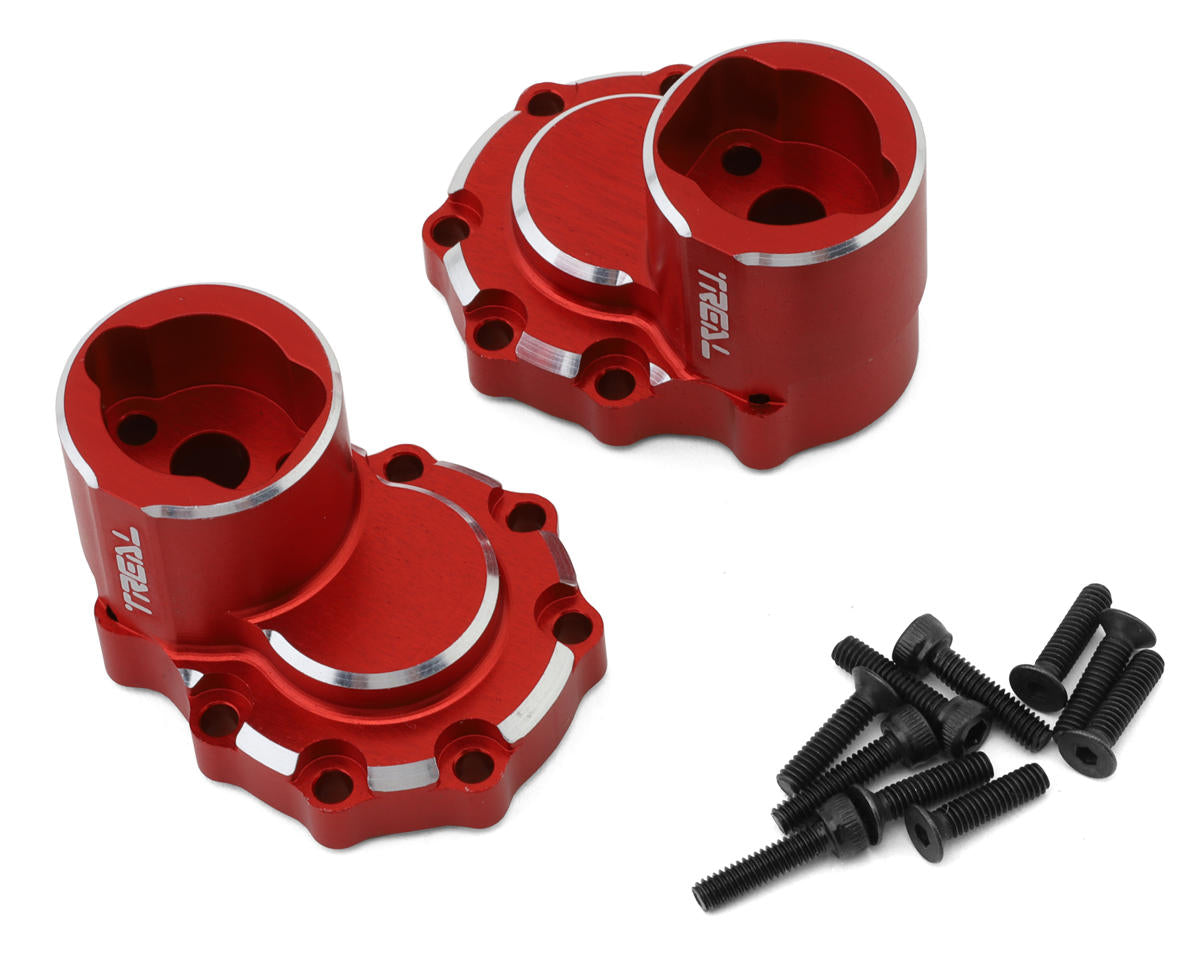 Treal Hobby Aluminum Rear Inner Portal Housing Covers for Traxxas TRX-4 (Red) (2)