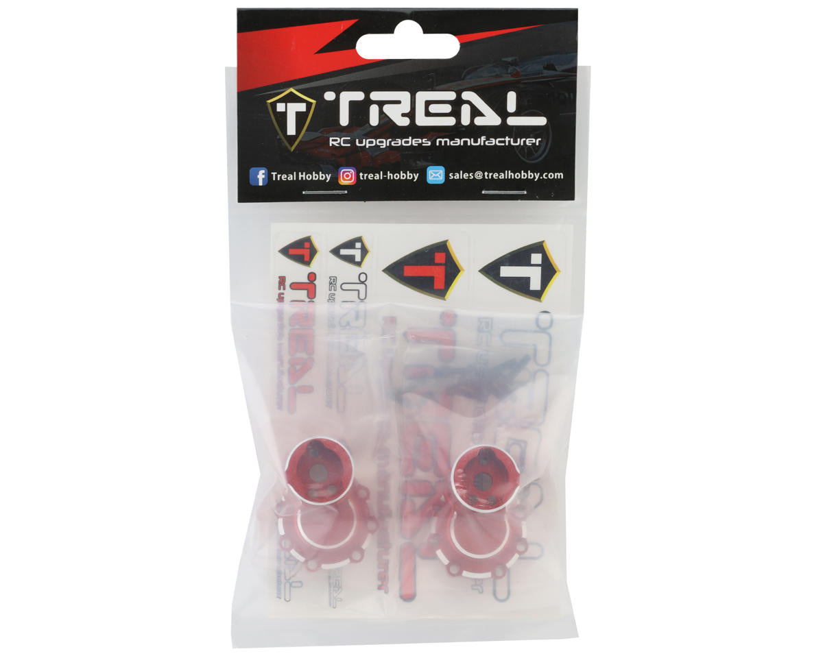 Treal Hobby Aluminum Rear Inner Portal Housing Covers for Traxxas TRX-4 (Red) (2)