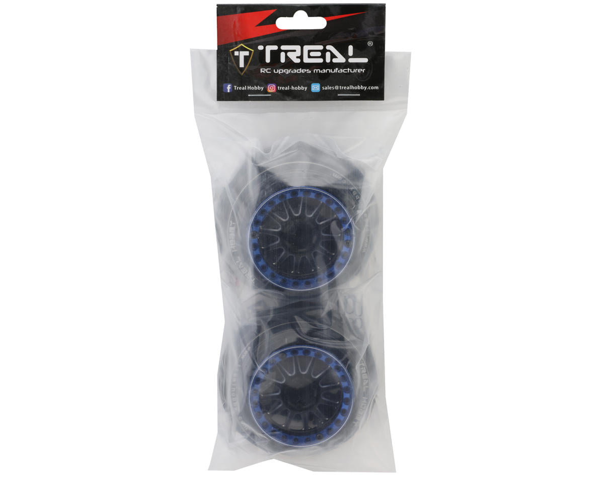 Treal Hobby Type A Aluminum Beadlock Wheels for Traxxas® UDR® (Black/Blue) (2)
