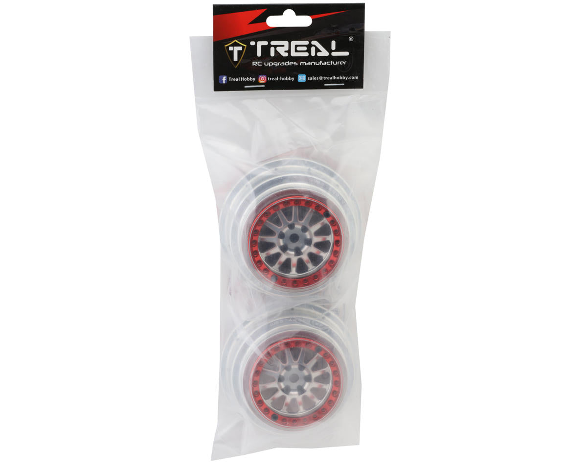 Treal Hobby Type A Aluminum Beadlock Wheels for Traxxas® UDR® (Silver/Red) (2)