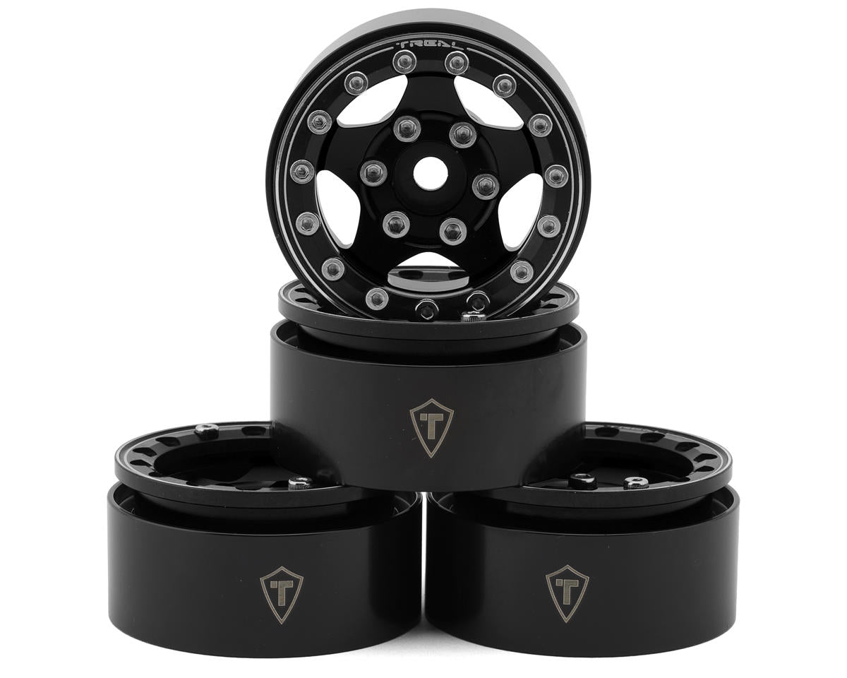 Treal Hobby Type B 1.55" Classic 5-Spoke Beadlock Wheels (Black)
