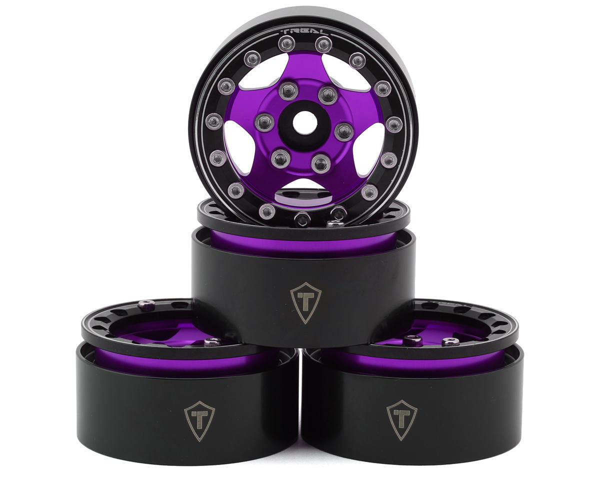 Treal Hobby Type B 1.55" Classic 5-Spoke Beadlock Wheels (Purple)