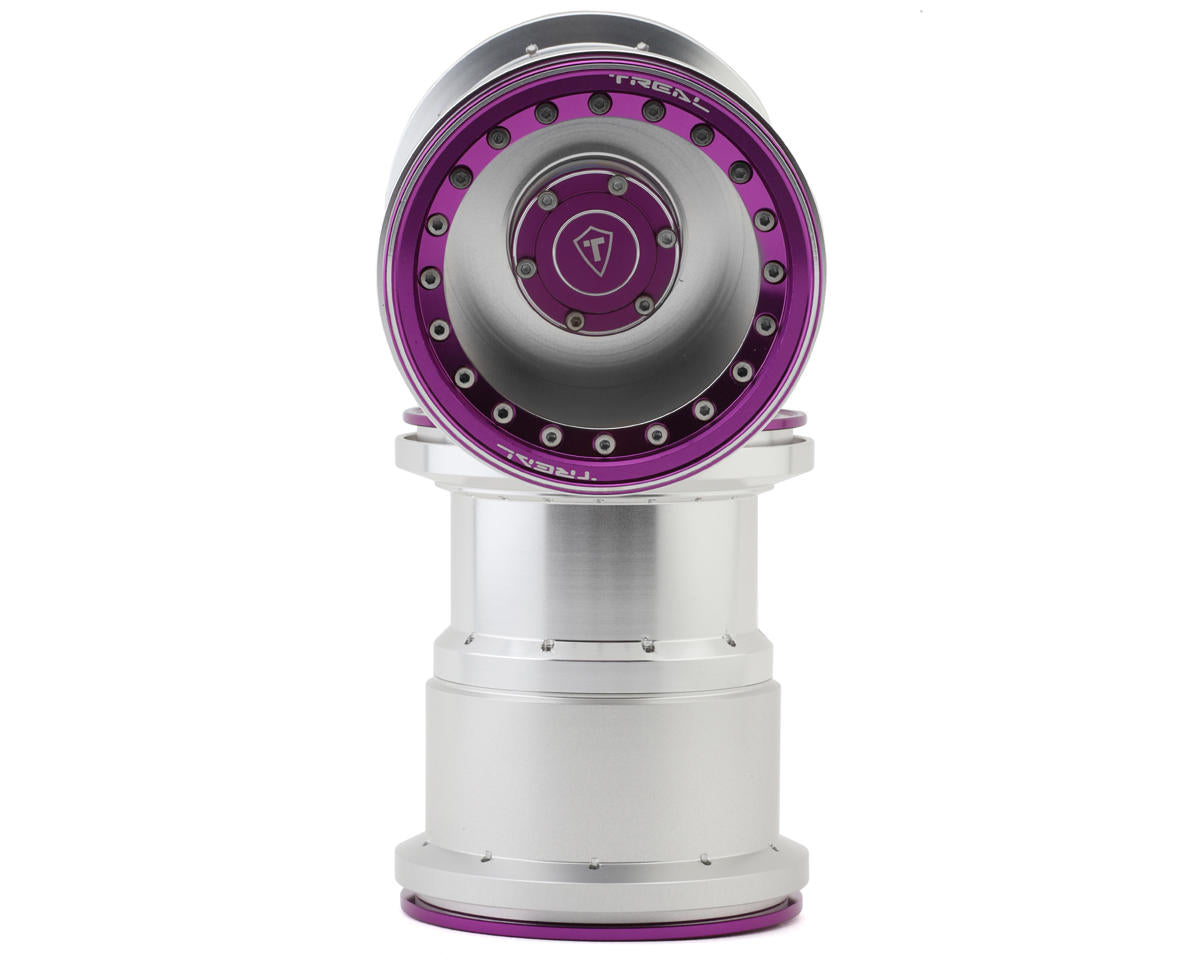 Treal Hobby 2.6" Aluminum Beadlock Monster Truck Wheels (Silver/Purple) (2)