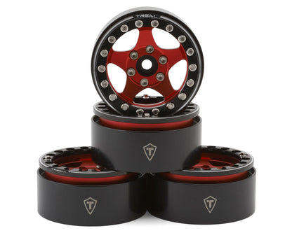 Treal Hobby Type E 1.9" Classic 5-Spoke Beadlock Wheels (Red/Black) (4)