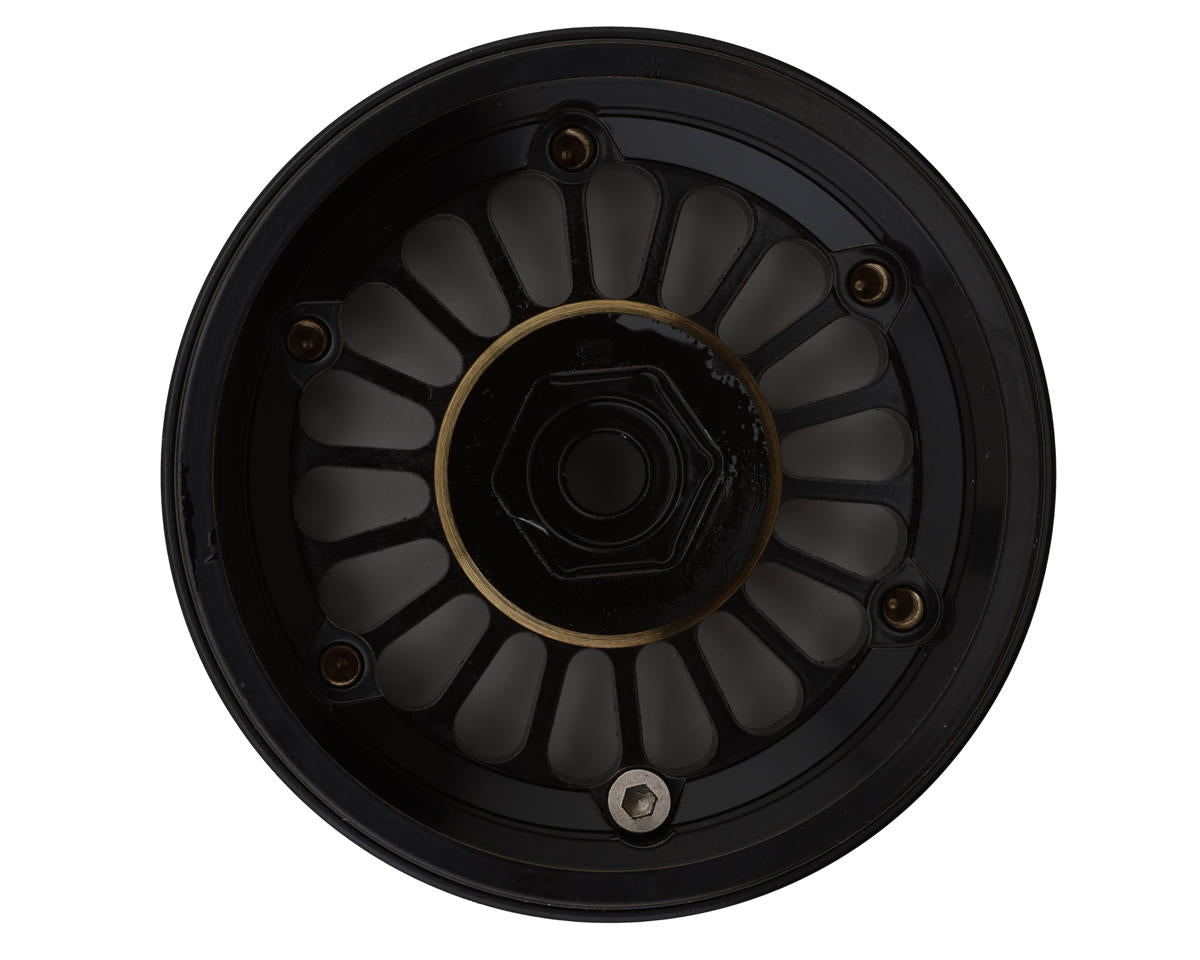 Treal Hobby Type D 1.9" Brass Beadlock Crawler Wheels (Black/Gold) (4) (215g ea)