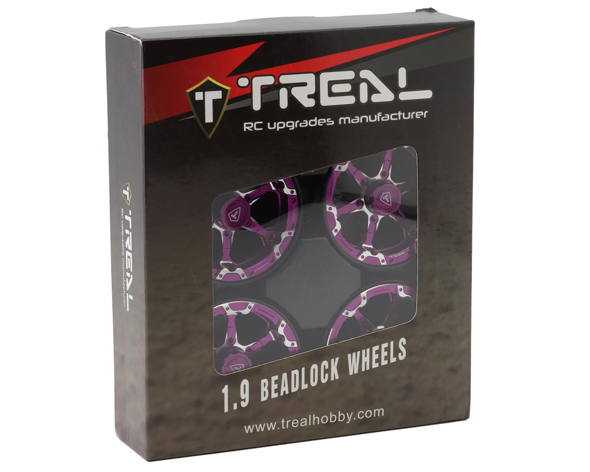 Treal Hobby Type 4P 1.9" 6-Spoke Beadlock Wheels (Purple) (4)