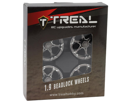 Treal Hobby Type 4P 1.9" 6-Spoke Beadlock Wheels (Titanium) (4)