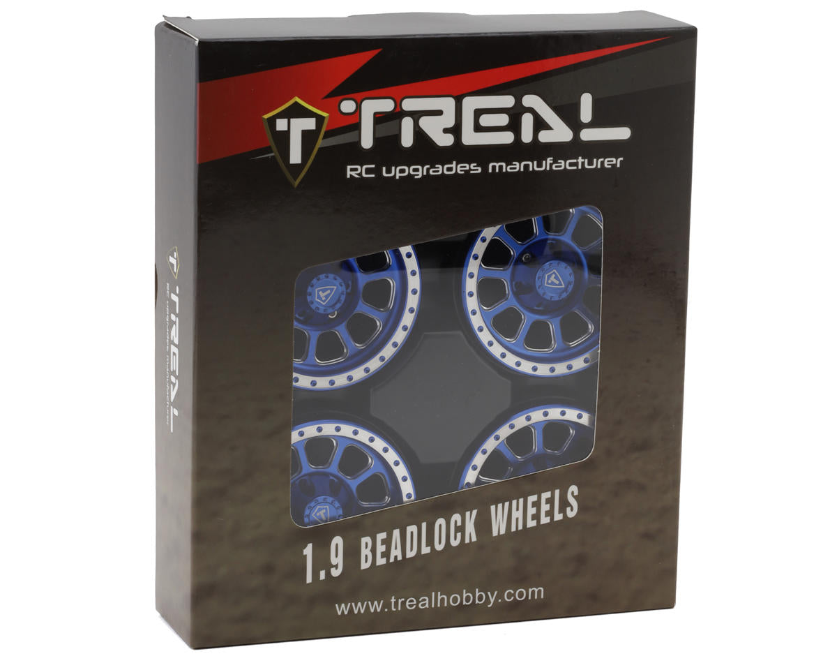 Treal Hobby 1.9" Type C Multi-Spoke Aluminum Crawler Beadlock Wheels (Blue)