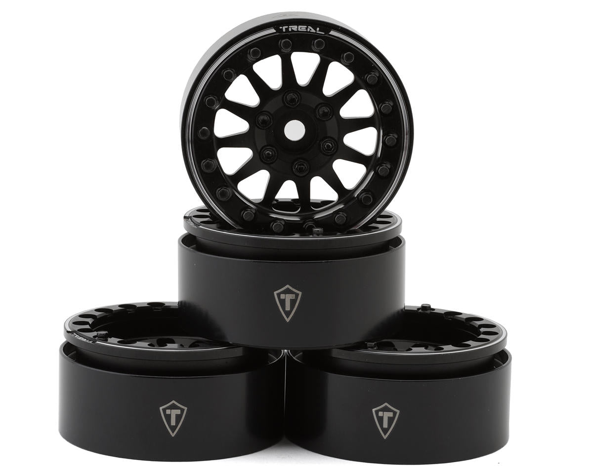 Treal Hobby Type D 1.9" 12-Spoke Beadlock Wheels (Black) (4)