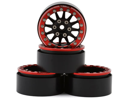 Treal Hobby Type D 1.9" 12-Spoke Beadlock Wheels (Black/Red) (4)
