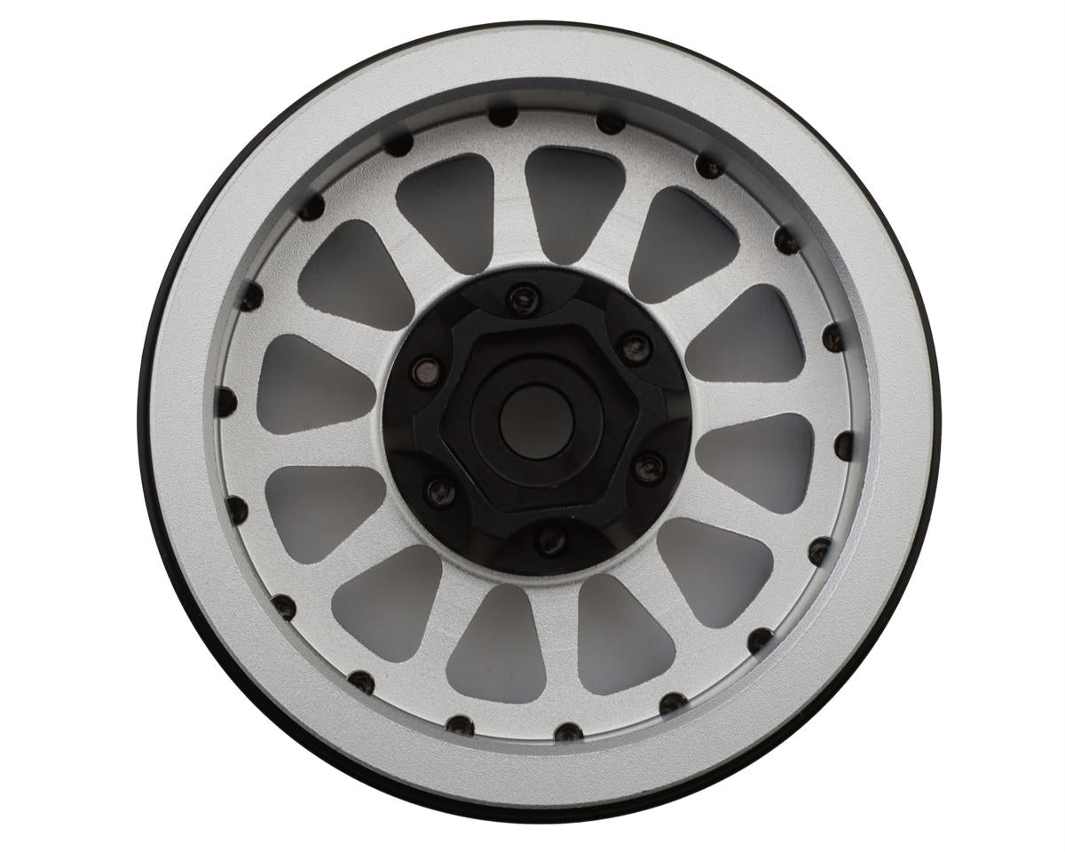 Treal Hobby Type D 1.9" 12-Spoke Beadlock Wheels (Silver/Blue) (4)