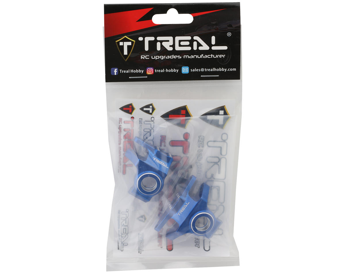 Treal Hobby Vanquish H10 Optic 7075 Aluminum Front Steering Knuckles (Blue) (2)