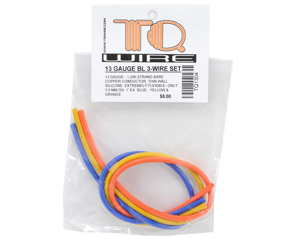 TQ Wire Silicone Wire Kit (Blue, Yellow & Orange) (1' Each) (13AWG)