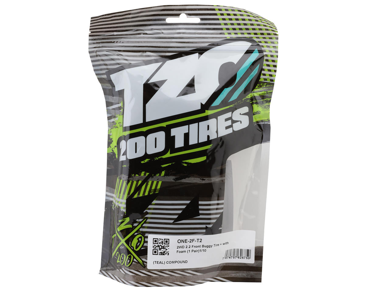 TZO Tires One 2.2" 2WD Front 1/10 Slick Buggy Tire (2) (Teal)