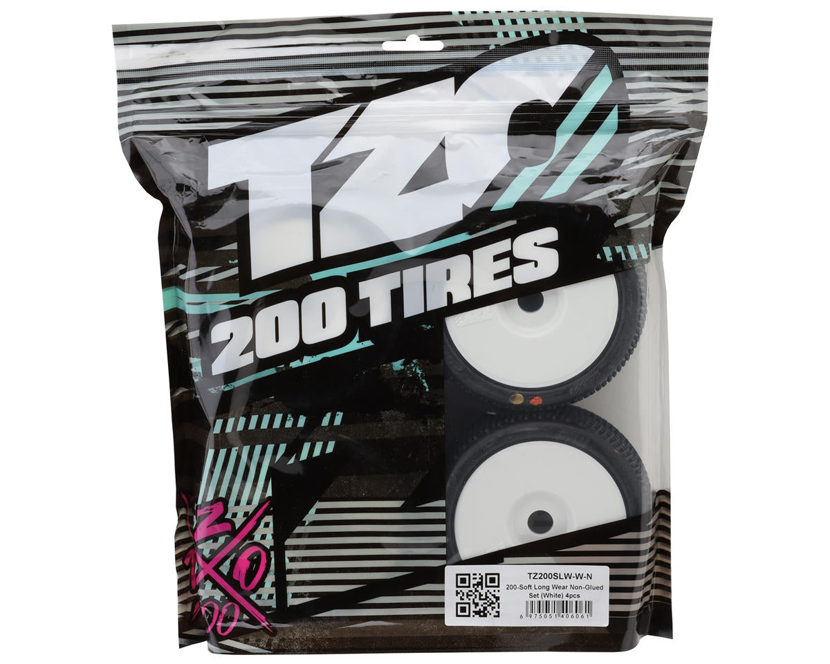 TZO Tires 200 1/8 Buggy Non-Glued Tire Set (White) (4) (Soft - Long Wear)