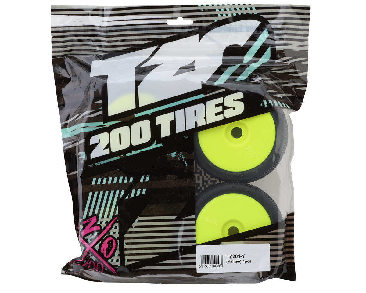 TZO Tires 201 1/8 Buggy Pre-Glued Tire Set (Yellow) (4) (Super Soft)