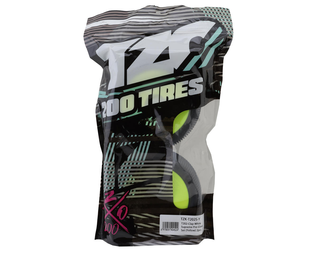 TZO Tires 202 1/8 Truggy Pre-Glued Tire Set (Yellow) (2) (Supreme Clay)