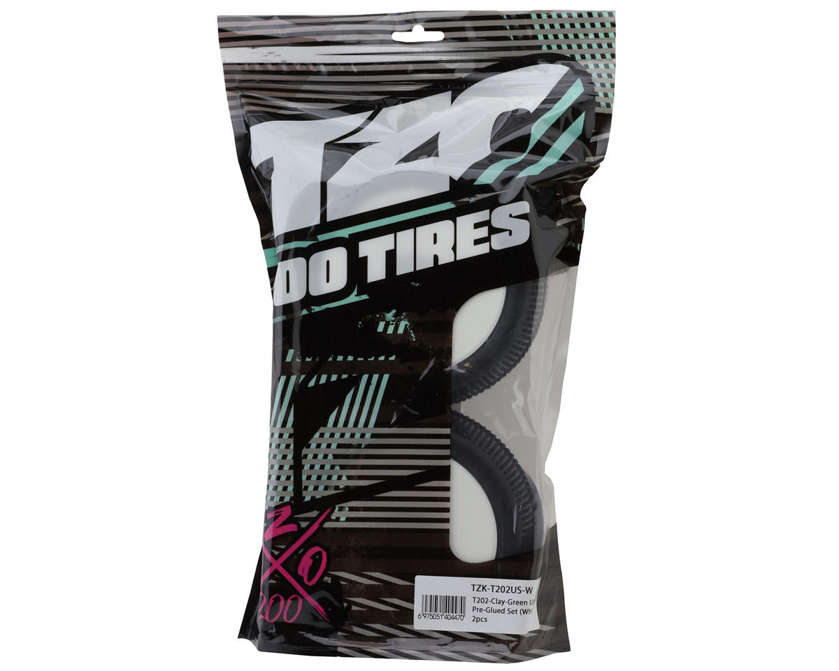 TZO Tires 202 1/8 Truggy Pre-Glued Tire Set (White) (2) (Ultra Clay)