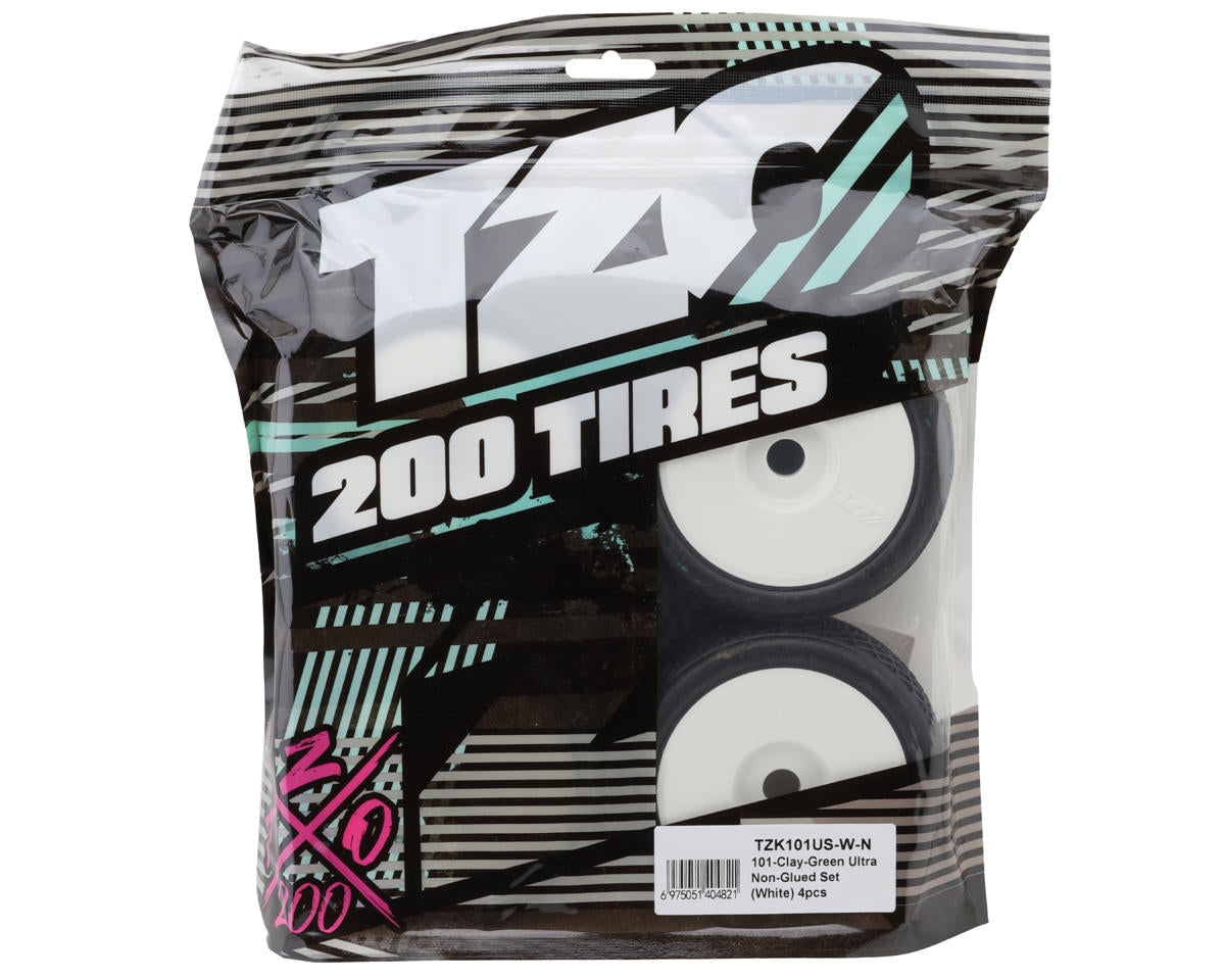 TZO Tires 101 1/8 Buggy Non-Glued Tire Set (White) (4) (Ultra Clay)