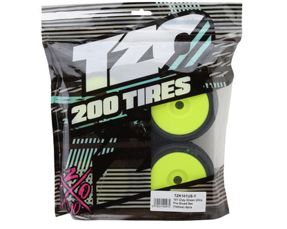 TZO Tires 101 1/8 Buggy Pre-Glued Tire Set (Yellow) (4) (Ultra Clay)