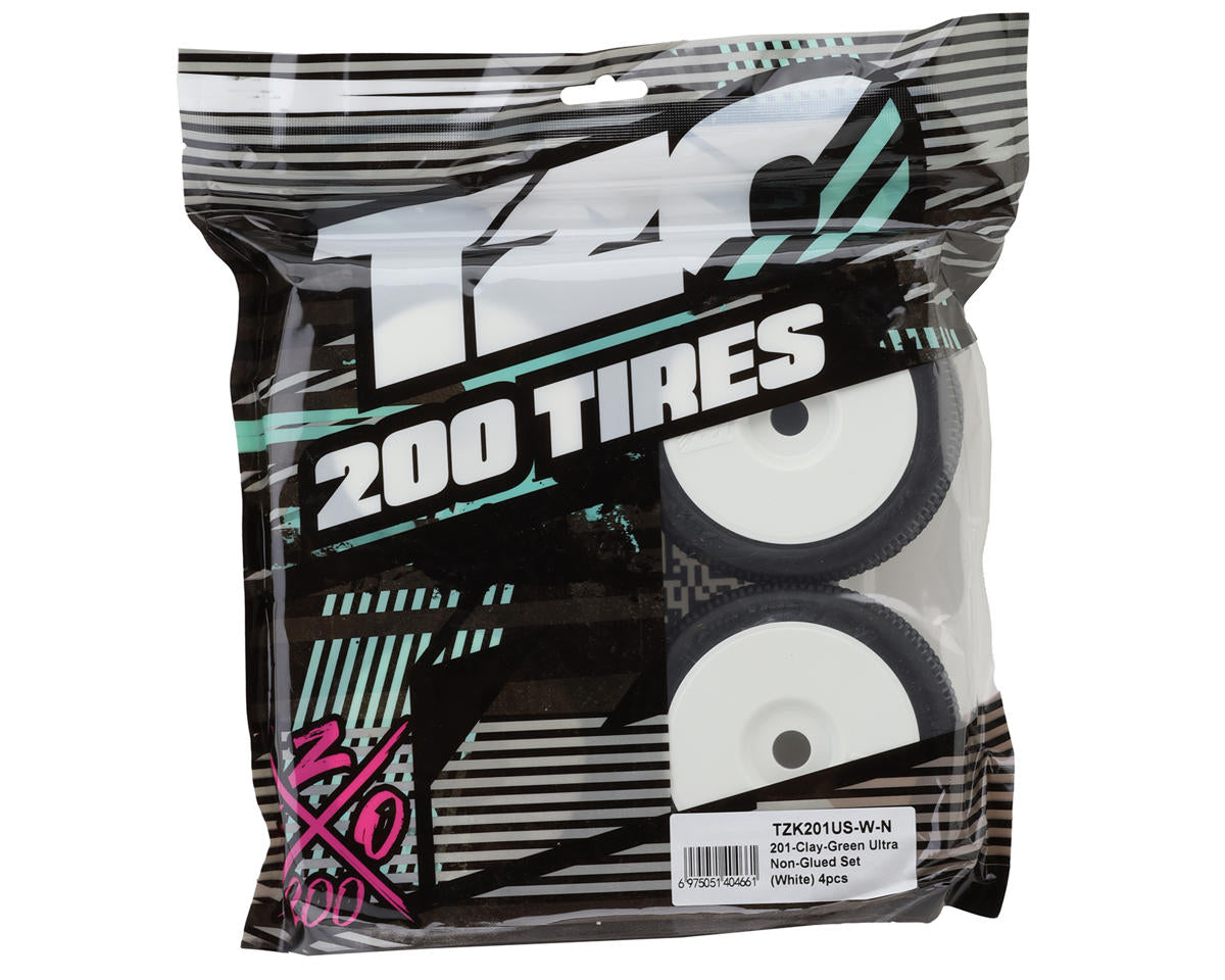 TZO Tires 201 1/8 Buggy Non-Glued Tire Set (White) (4) (Ultra Clay)