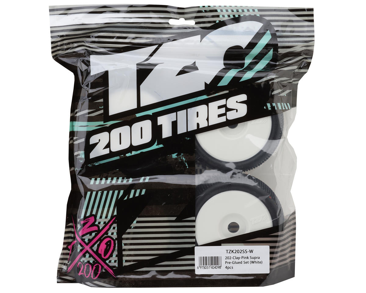 TZO Tires 202 1/8 Buggy Pre-Glued Tire Set (White) (4) (Super Clay)