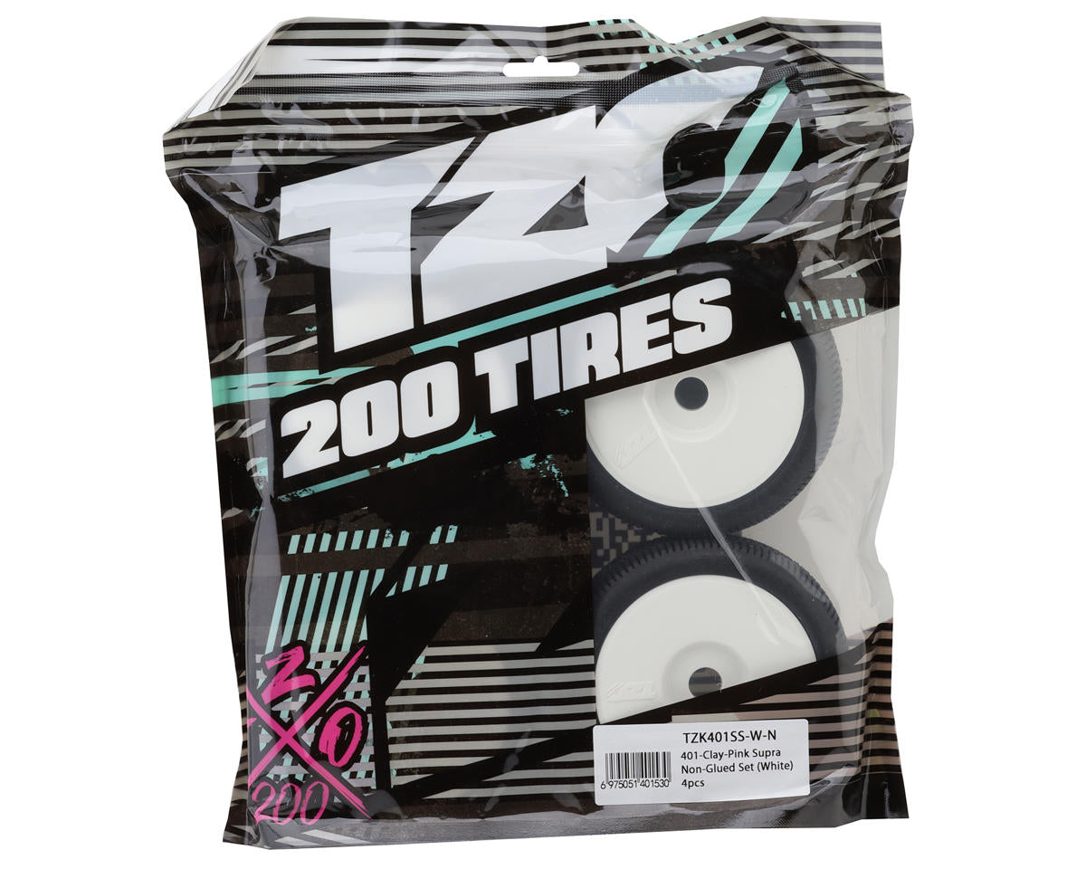 TZO Tires 401 1/8 Buggy Non-Glued Tire Set (White) (4) (Super Clay)