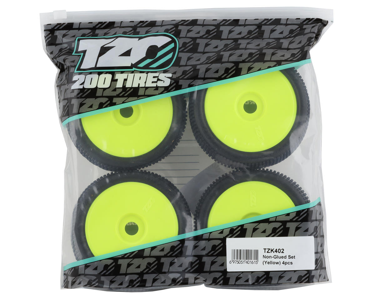 TZO Tires 402 1/8 Buggy Non-Glued Tire Set (Yellow) (4) (Ultra Clay)