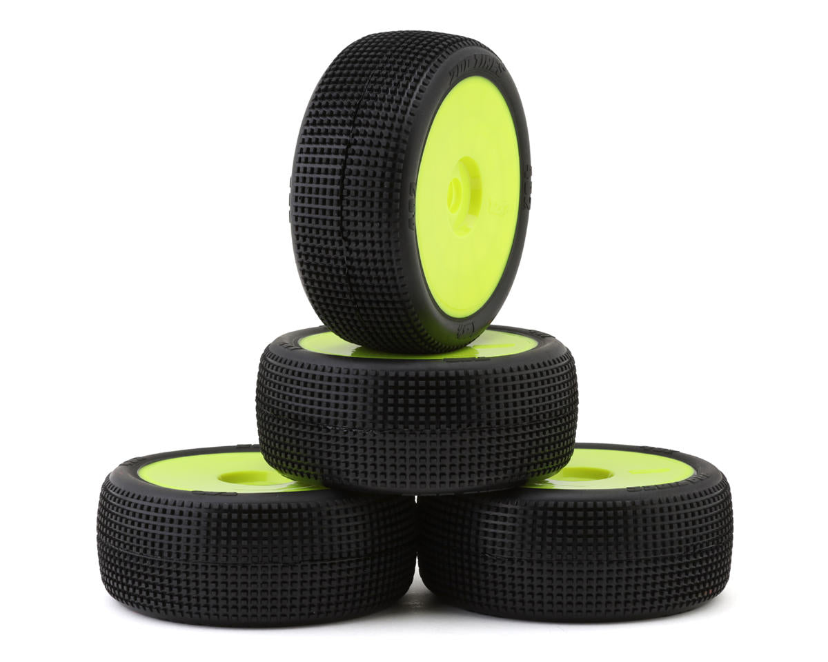 TZO Tires 402 1/8 Buggy Pre-Glued Tire Set (Yellow) (4) (Ultra Clay)