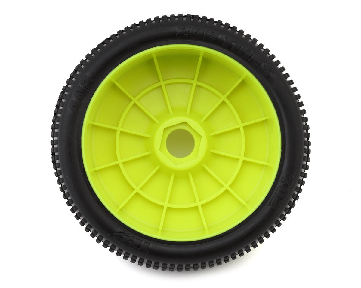 TZO Tires 402 1/8 Buggy Pre-Glued Tire Set (Yellow) (4) (Ultra Clay)