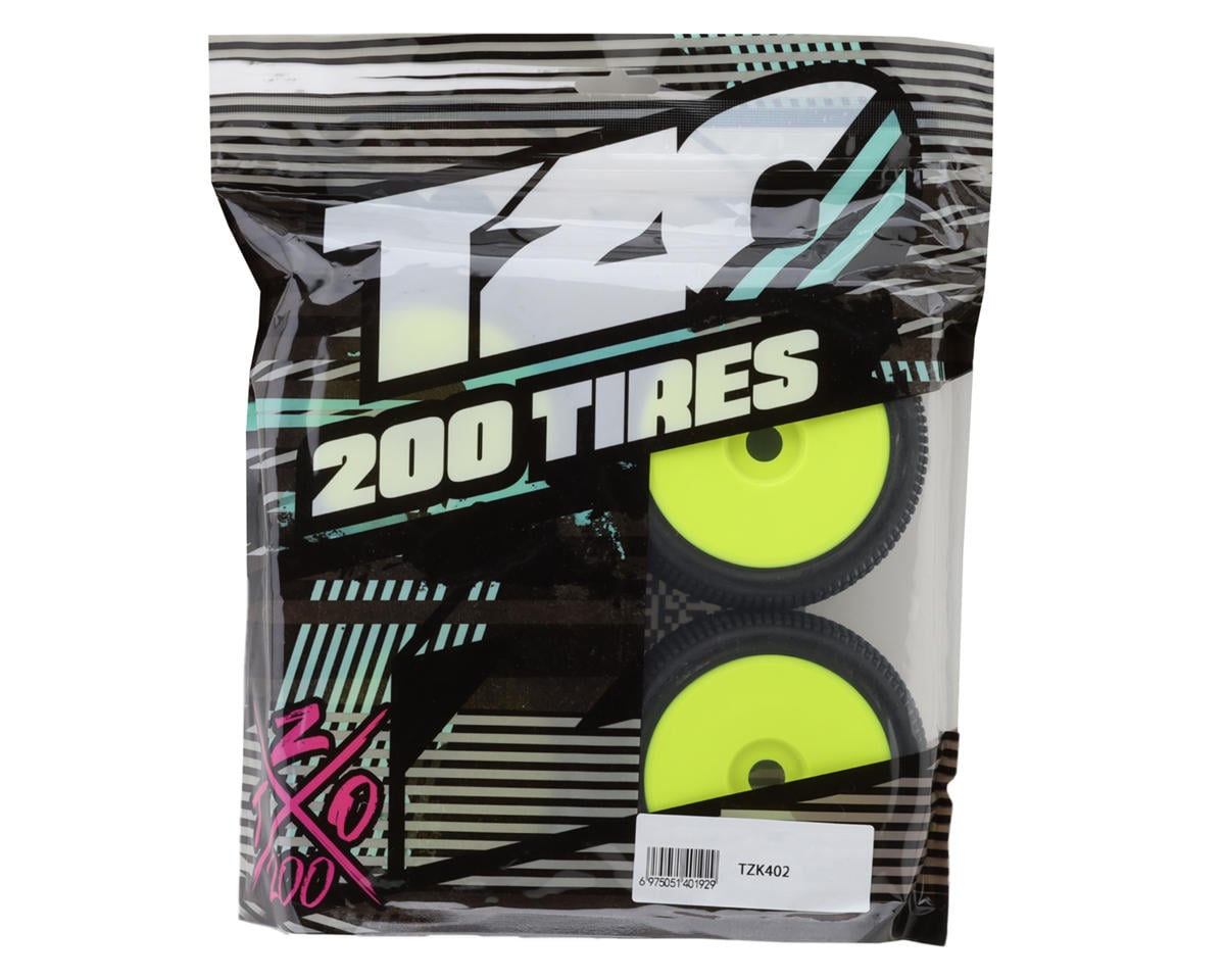 TZO Tires 402 1/8 Buggy Pre-Glued Tire Set (Yellow) (4) (Ultra Clay)