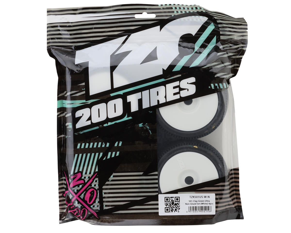 TZO Tires 501 1/8 Buggy Non-Glued Tire Set (White) (4) (Ultra Clay)