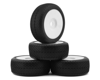 TZO Tires 601 1/8 Buggy Pre-Glued Tire Set (White) (4) (Ultra Clay)
