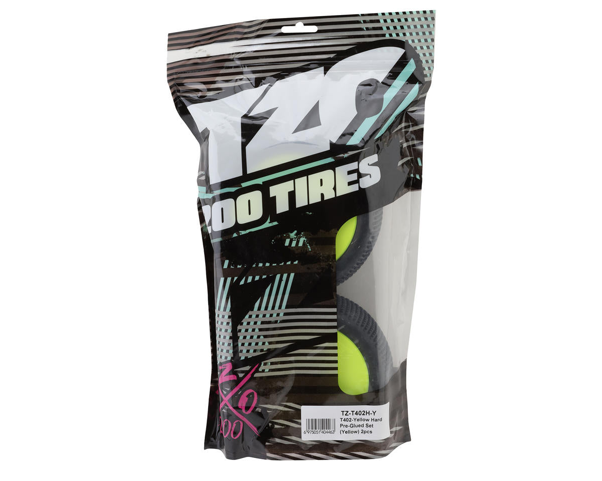 TZO Tires 402 1/8 Truggy Pre-Glued Tire Set (Yellow) (2) (Hard)
