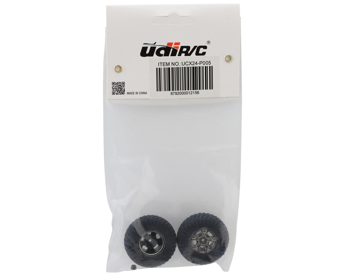 UDI RC UCX24 Micro Crawler Pre-Mounted Tires (2) (Satin Chrome)