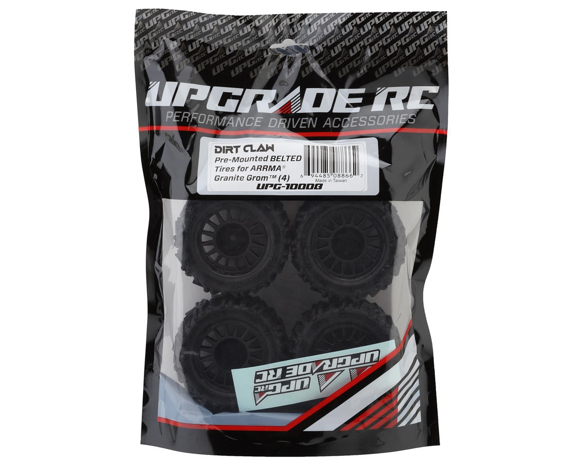 UpGrade RC Dirt Claw Pre-Mounted BELTED Tires for ARRMA® Granite Grom™ (4)
